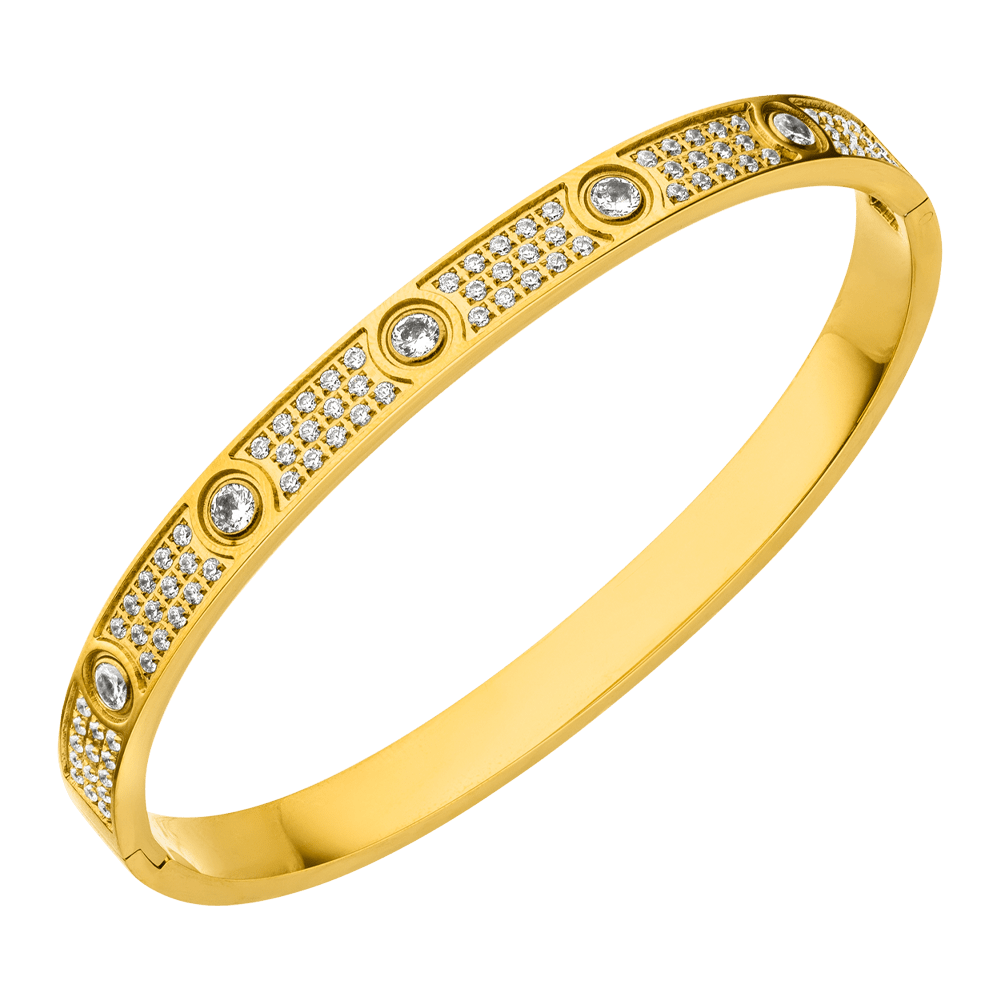 Armreif Iced out 18K vergoldet wasserfest